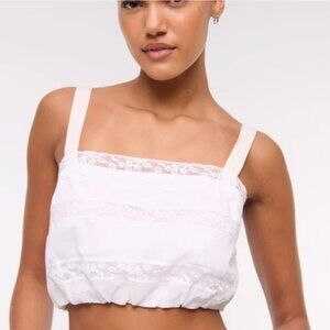 Abercrombie & Fitch White Bubble Lace Crop Top